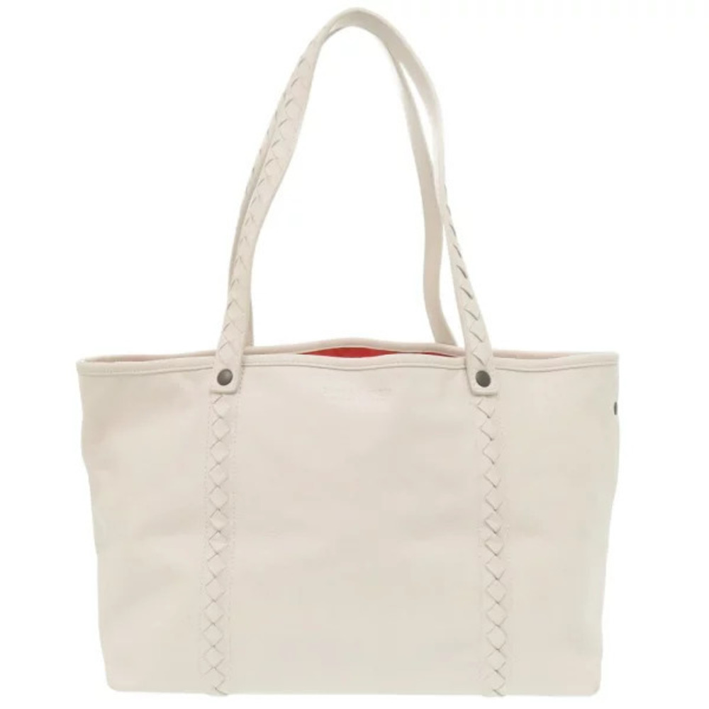 Bottega Veneta Intrecciato leather tote bag Ivory White orange white